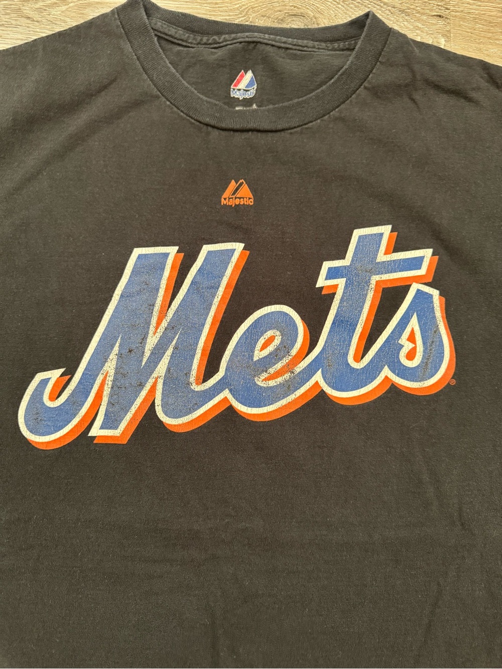 Majestic Black Tee with Red, White and Blue Logo - Picture 2 of 4